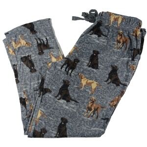 Cuddl Duds Sleep Pants Men XL Labradors Dogs Microfleece Cozy Pajama Gray